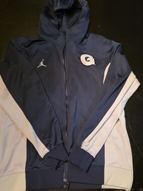 Georgetown Womens Basketball Jordan Navy and Light Gray Full-Zip Hooded Jacket